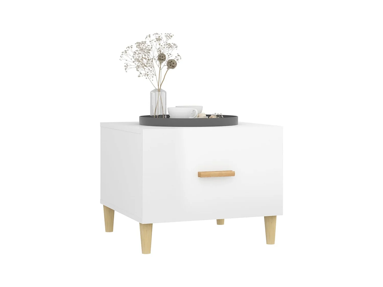 Table basse Blanc brillant 50x50x40 cm Bois d'ingénierie