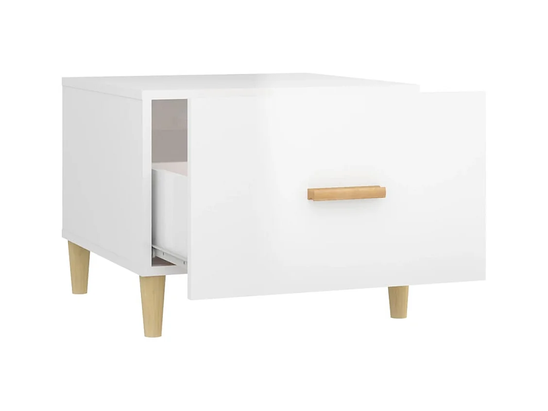 Table basse Blanc brillant 50x50x40 cm Bois d'ingénierie