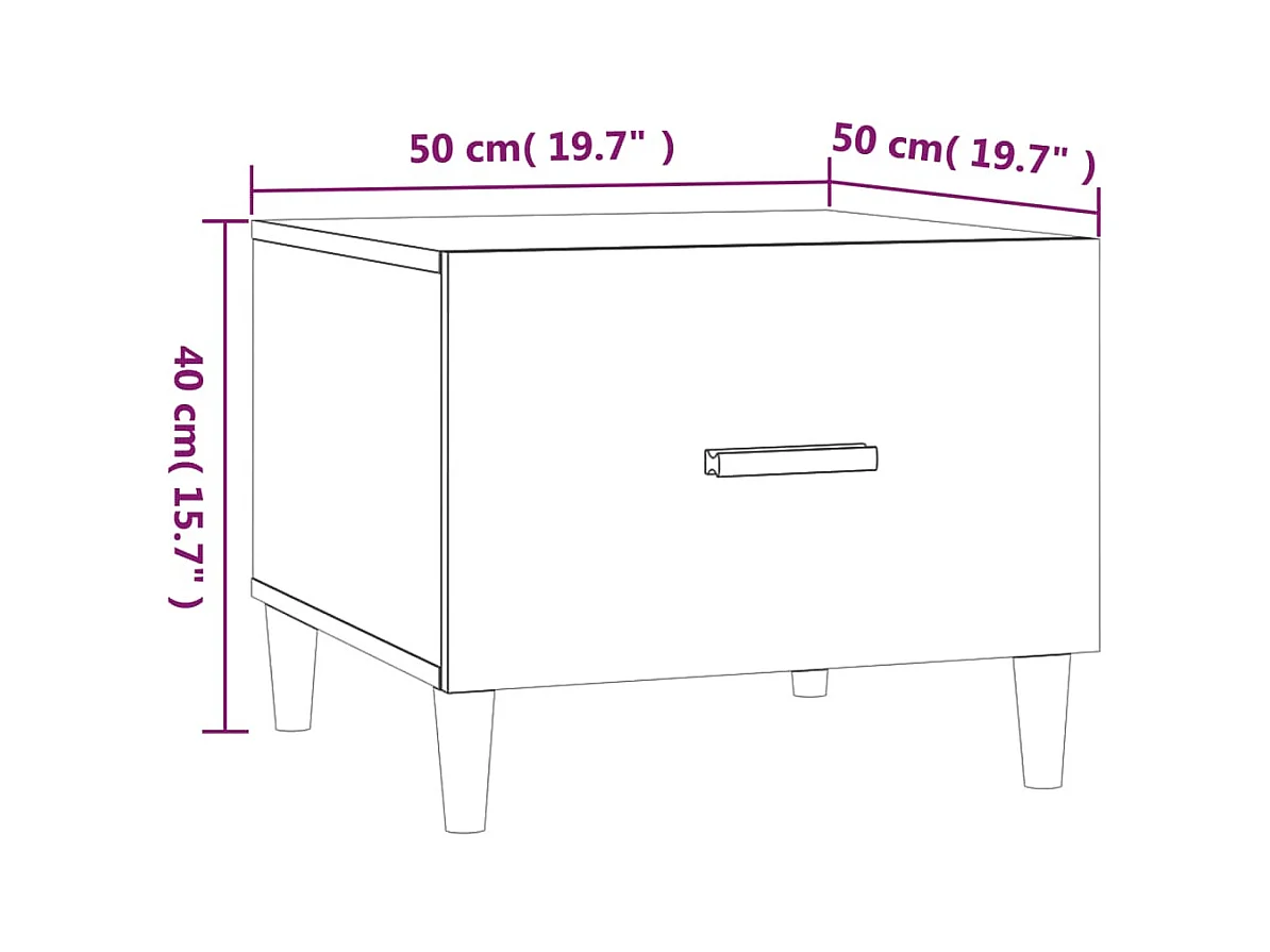 Table basse Blanc brillant 50x50x40 cm Bois d'ingénierie
