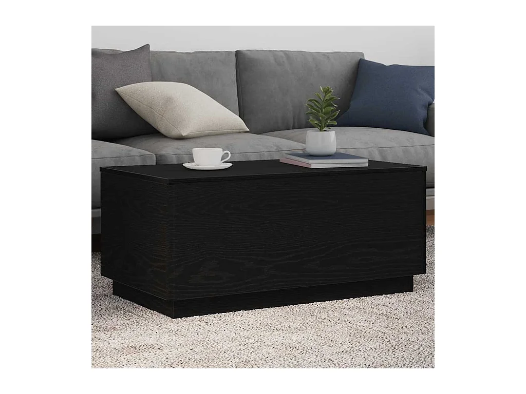 Table basse avec lumières LED chêne noir 90x50x40 cm