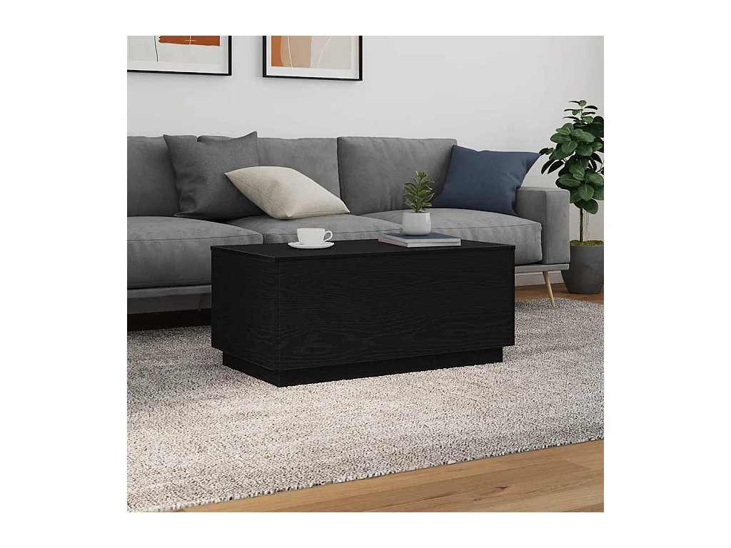 Table basse avec lumières LED chêne noir 90x50x40 cm