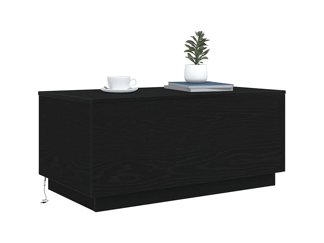 Table basse avec lumières LED chêne noir 90x50x40 cm