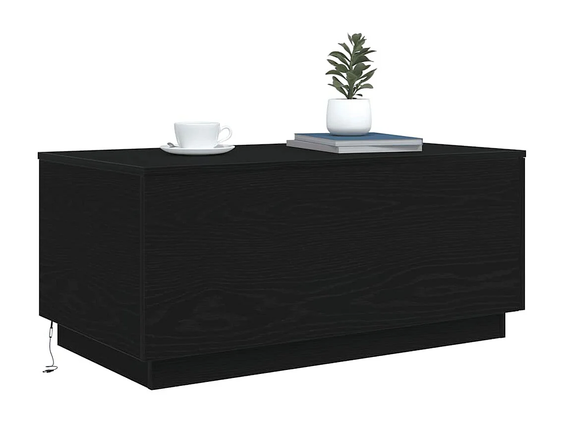 Table basse avec lumières LED chêne noir 90x50x40 cm
