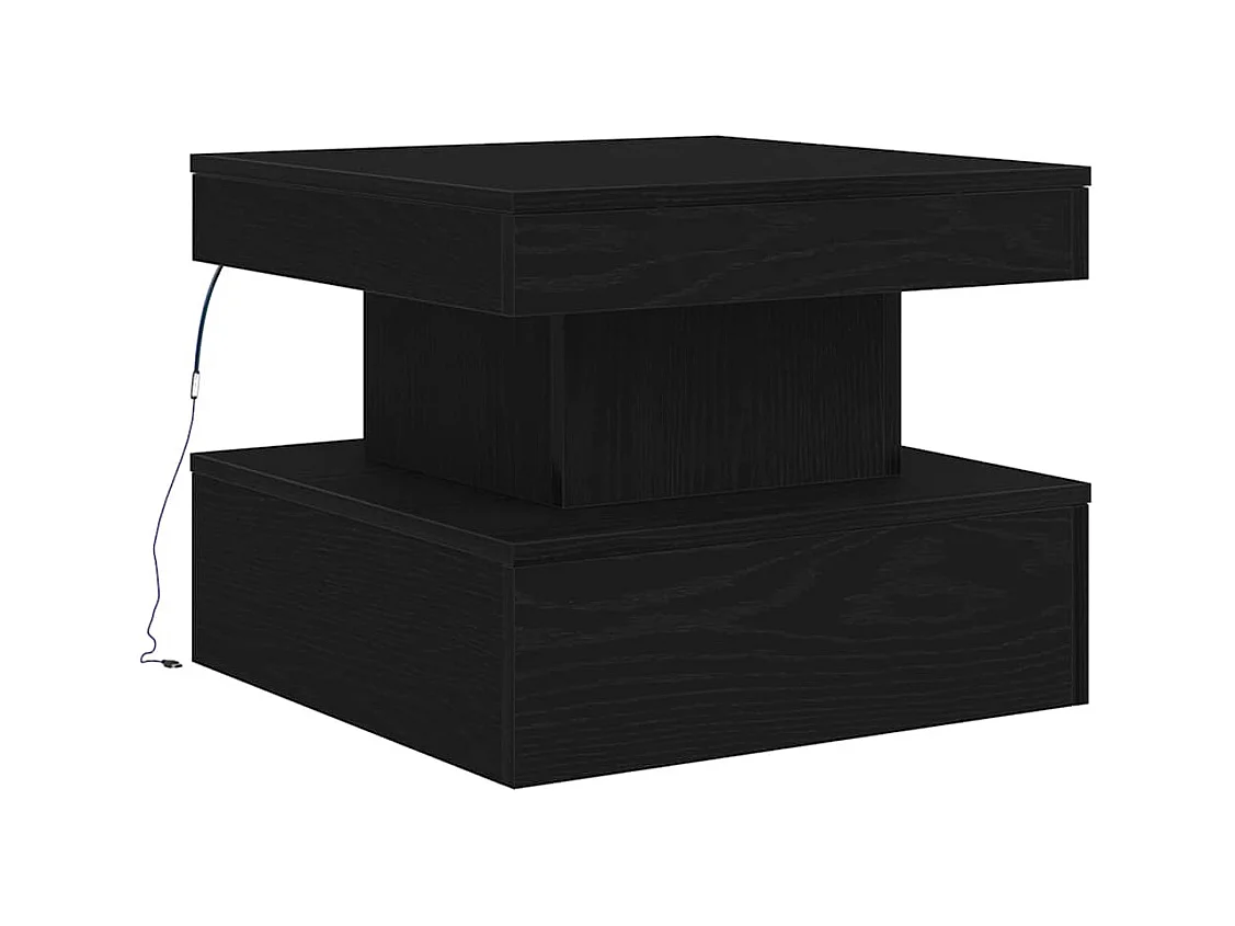 Table basse avec lumières LED chêne noir 50x50x40 cm