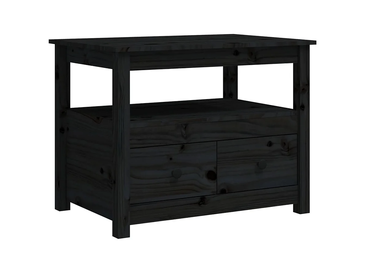 Table basse Noir 71x49x55 cm Bois massif de pin
