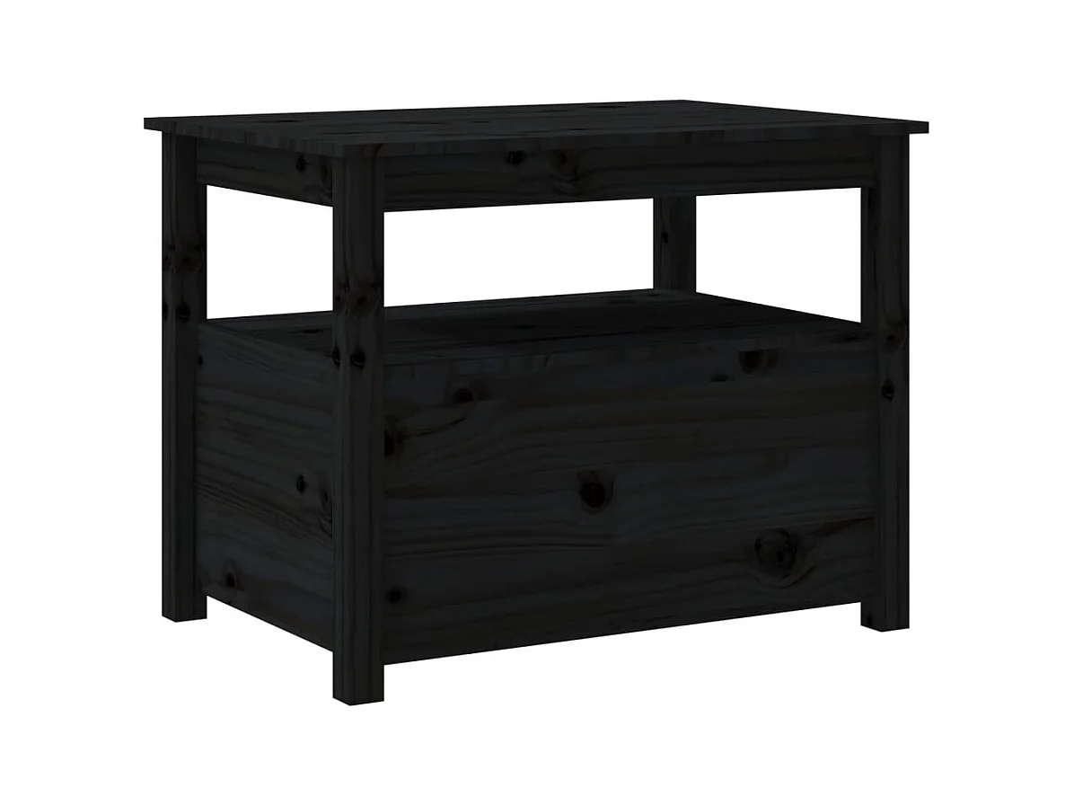 Table basse Noir 71x49x55 cm Bois massif de pin