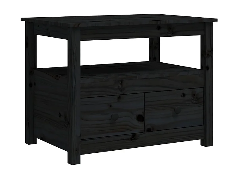 Tavolino nero 71x49x55 cm Legno massello di pino