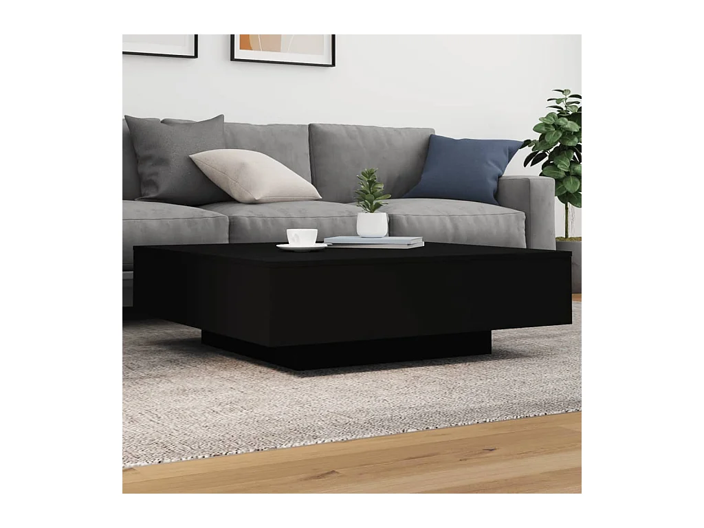 Table basse avec lumières LED noir 100x100x31 cm