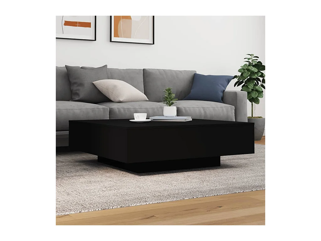 Table basse avec lumières LED noir 100x100x31 cm