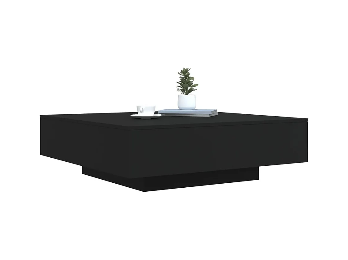 Table basse avec lumières LED noir 100x100x31 cm