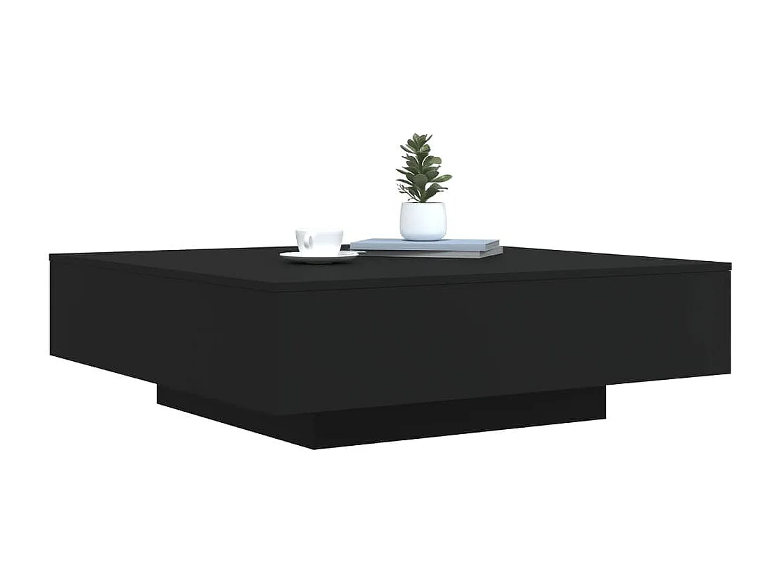 Tavolino con luci LED nero 100x100x31 cm