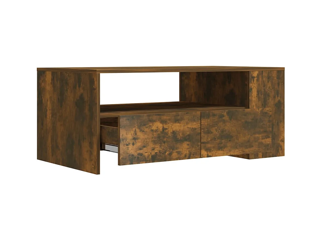 Tavolino da caffè in rovere affumicato 102x55x42 cm in legno ingegnerizzato