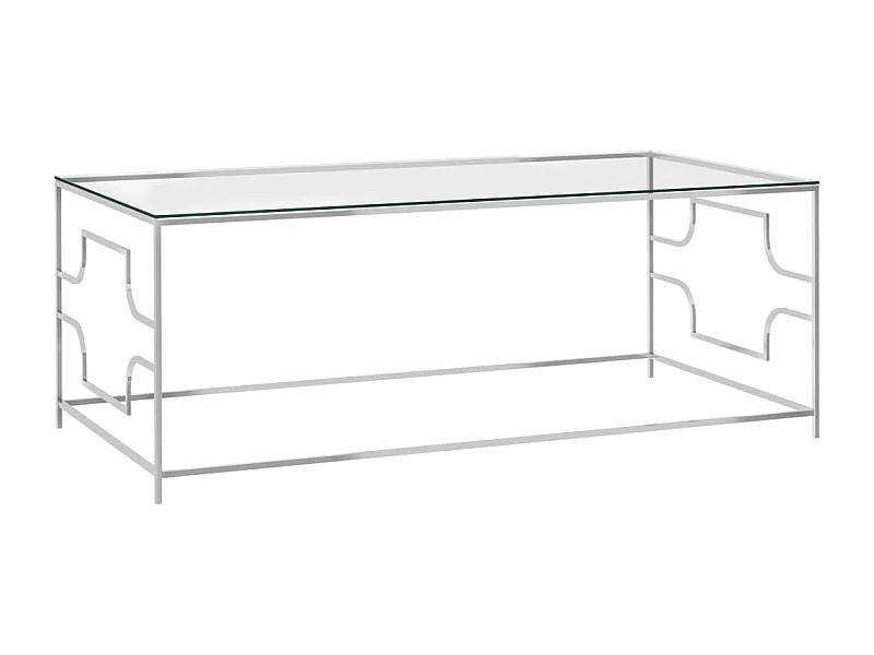 Table basse Argenté 120x60x45 cm Acier inoxydable et verre
