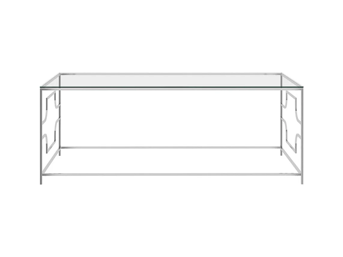 Table basse Argenté 120x60x45 cm Acier inoxydable et verre