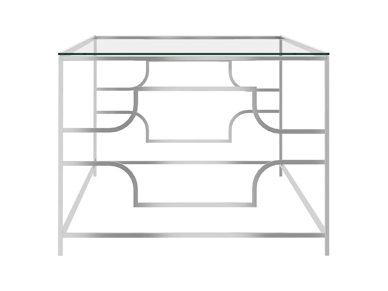 Table basse Argenté 120x60x45 cm Acier inoxydable et verre