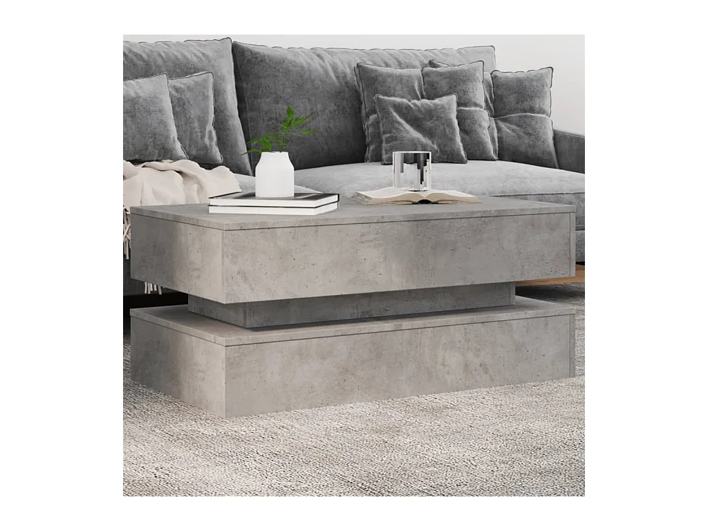 Salontafel met ledverlichting, betongrijs, 90x50x40 cm