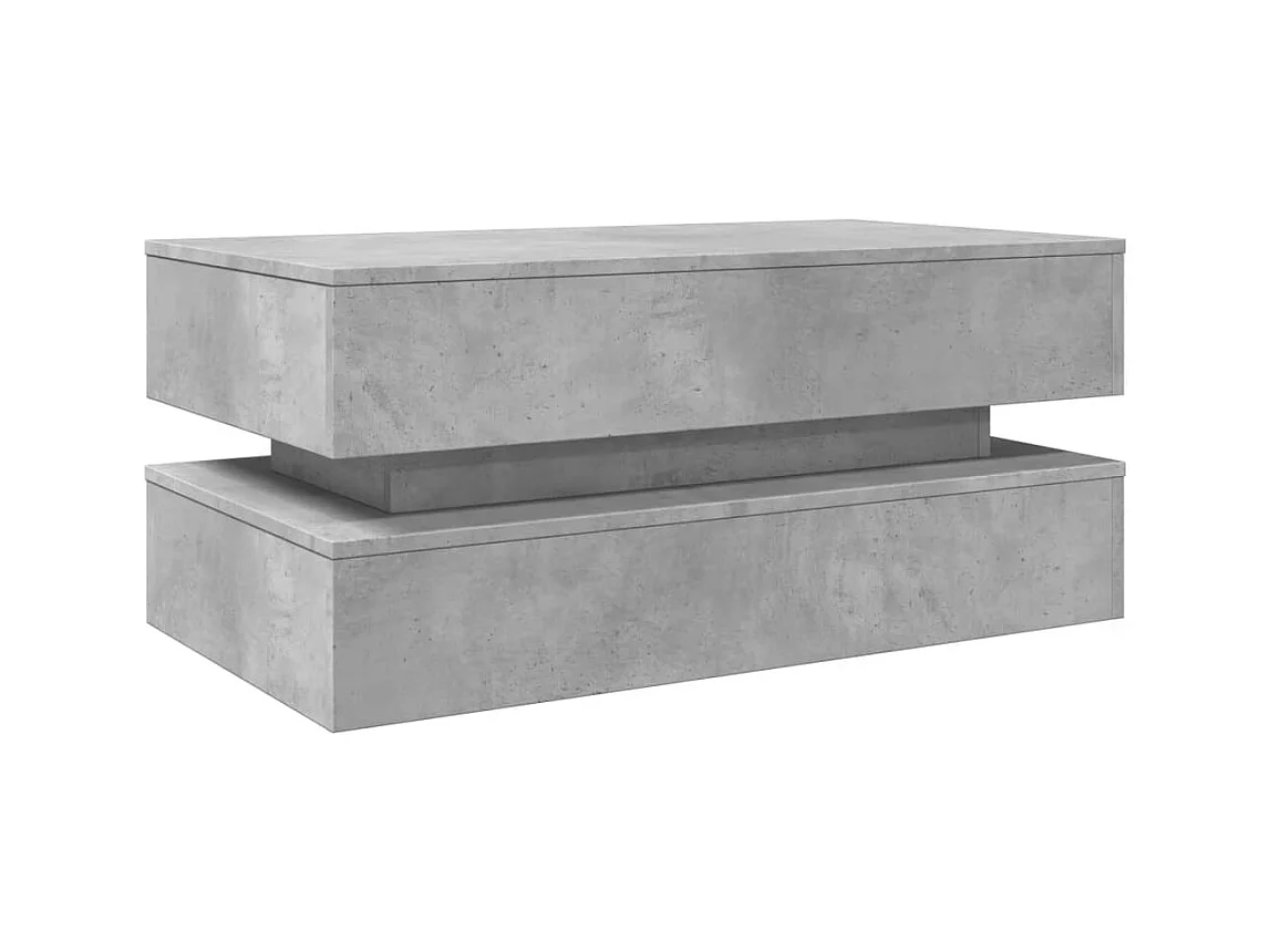 Salontafel met ledverlichting, betongrijs, 90x50x40 cm