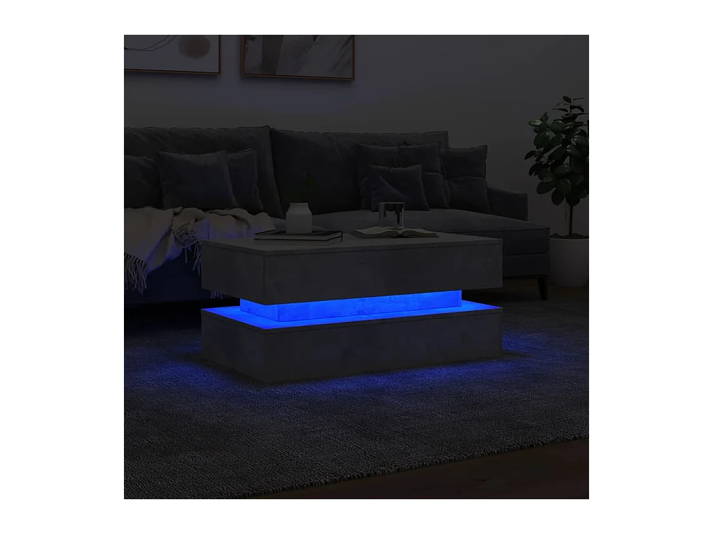 Salontafel met ledverlichting, betongrijs, 90x50x40 cm
