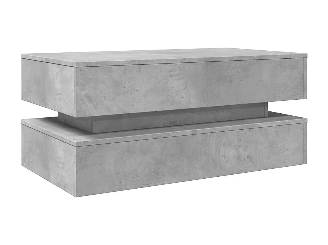 Mesa de centro con luces LED, gris hormigón, 90x50x40 cm