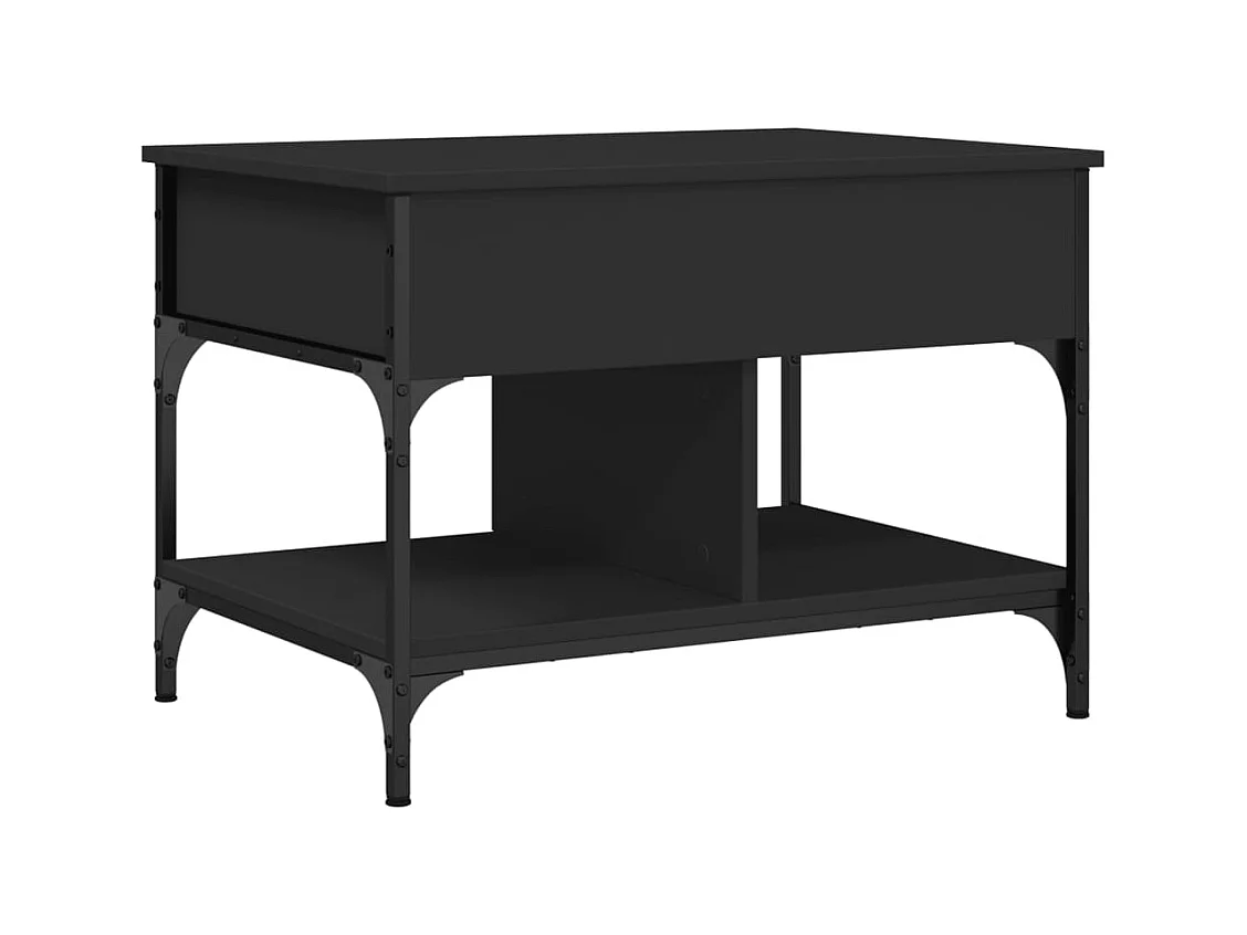 Table basse noir 70x50x50 cm bois d'ingénierie et métal