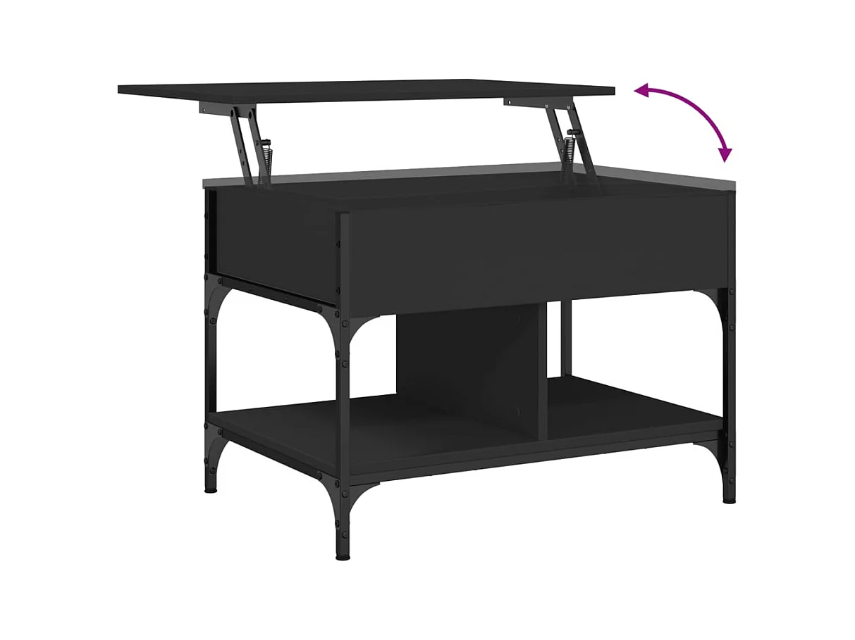 Table basse noir 70x50x50 cm bois d'ingénierie et métal