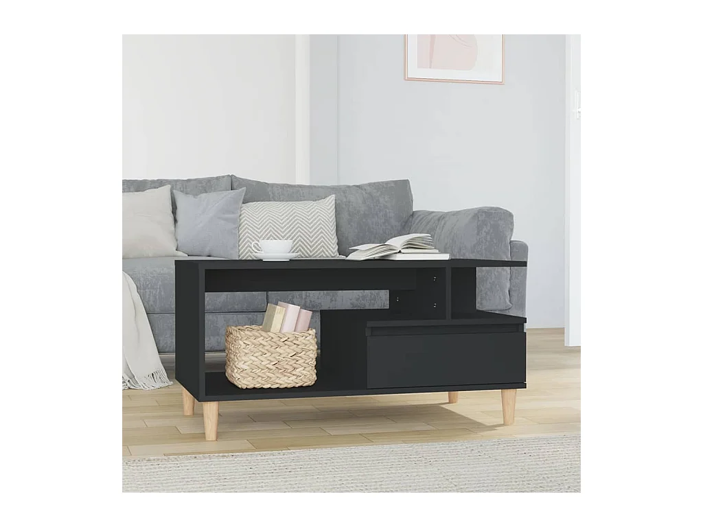 Table basse Noir 90x49x45 cm Bois d'ingénierie