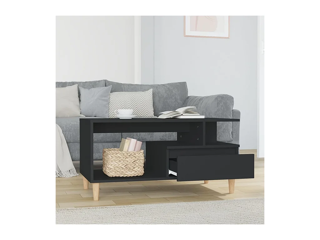 Table basse Noir 90x49x45 cm Bois d'ingénierie