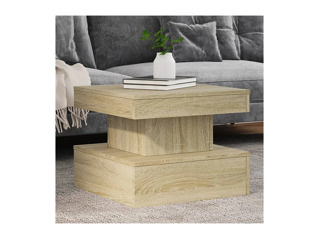 Mesa de centro con luces LED roble Sonoma 50x50x40 cm