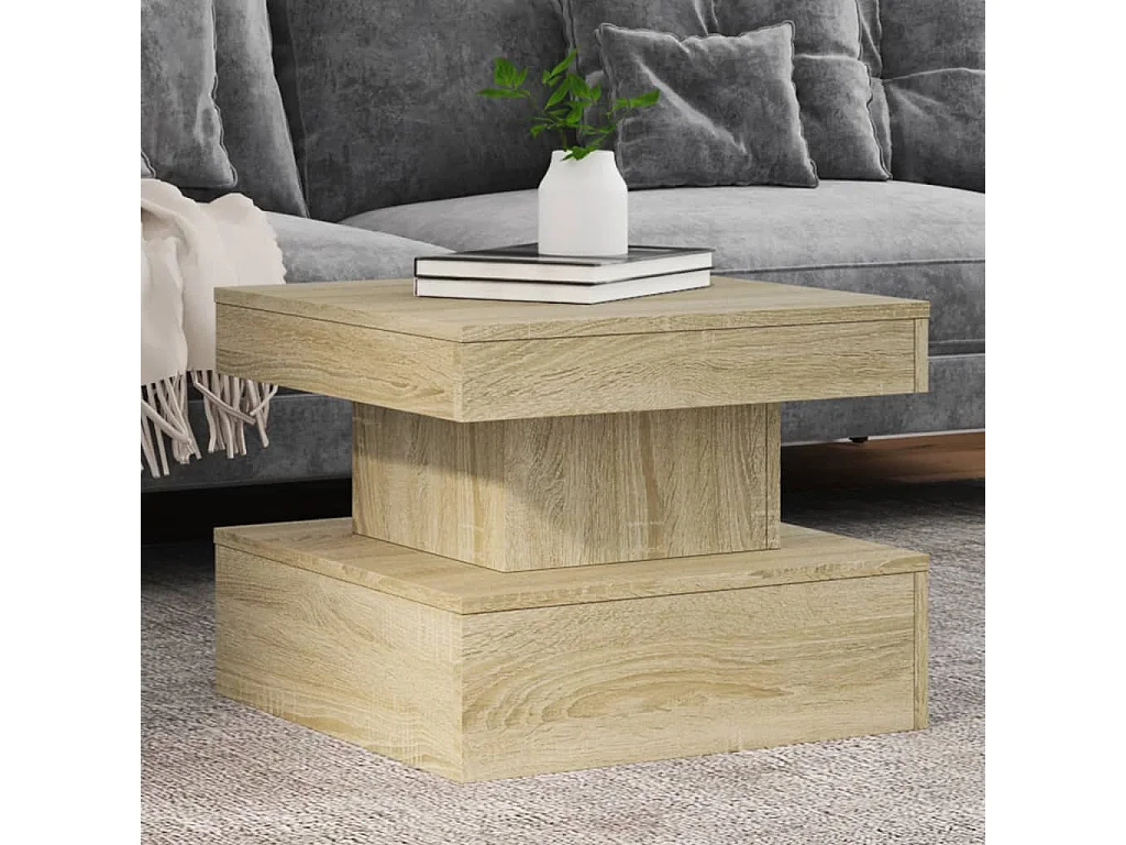 Mesa de centro con luces LED roble Sonoma 50x50x40 cm