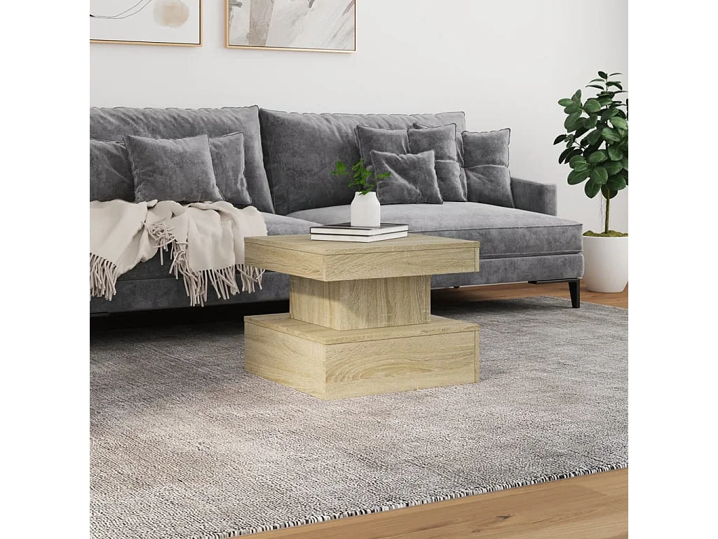 Mesa de centro con luces LED roble Sonoma 50x50x40 cm