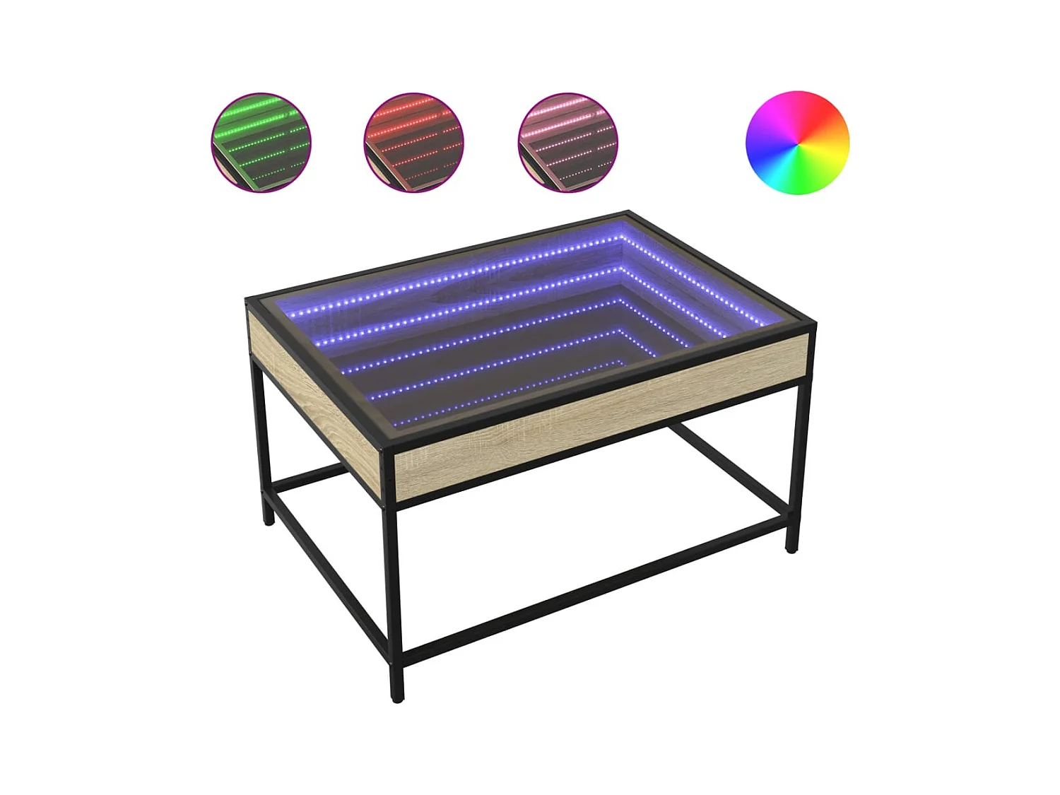 Table basse avec LED infini chêne sonoma 70x50x41 cm