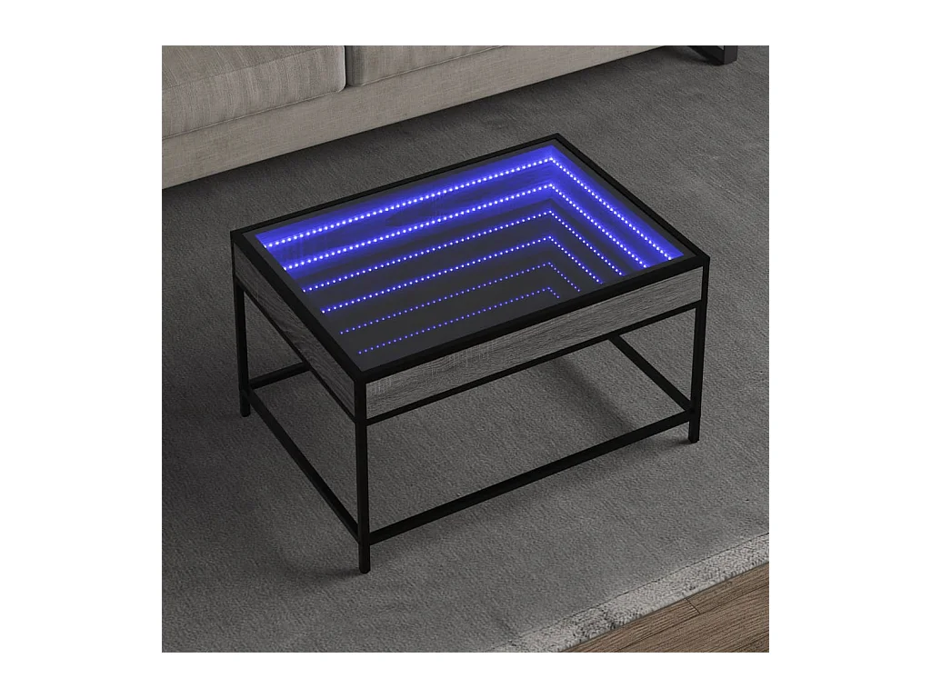 Table basse avec LED infini sonoma gris 70x50x41 cm