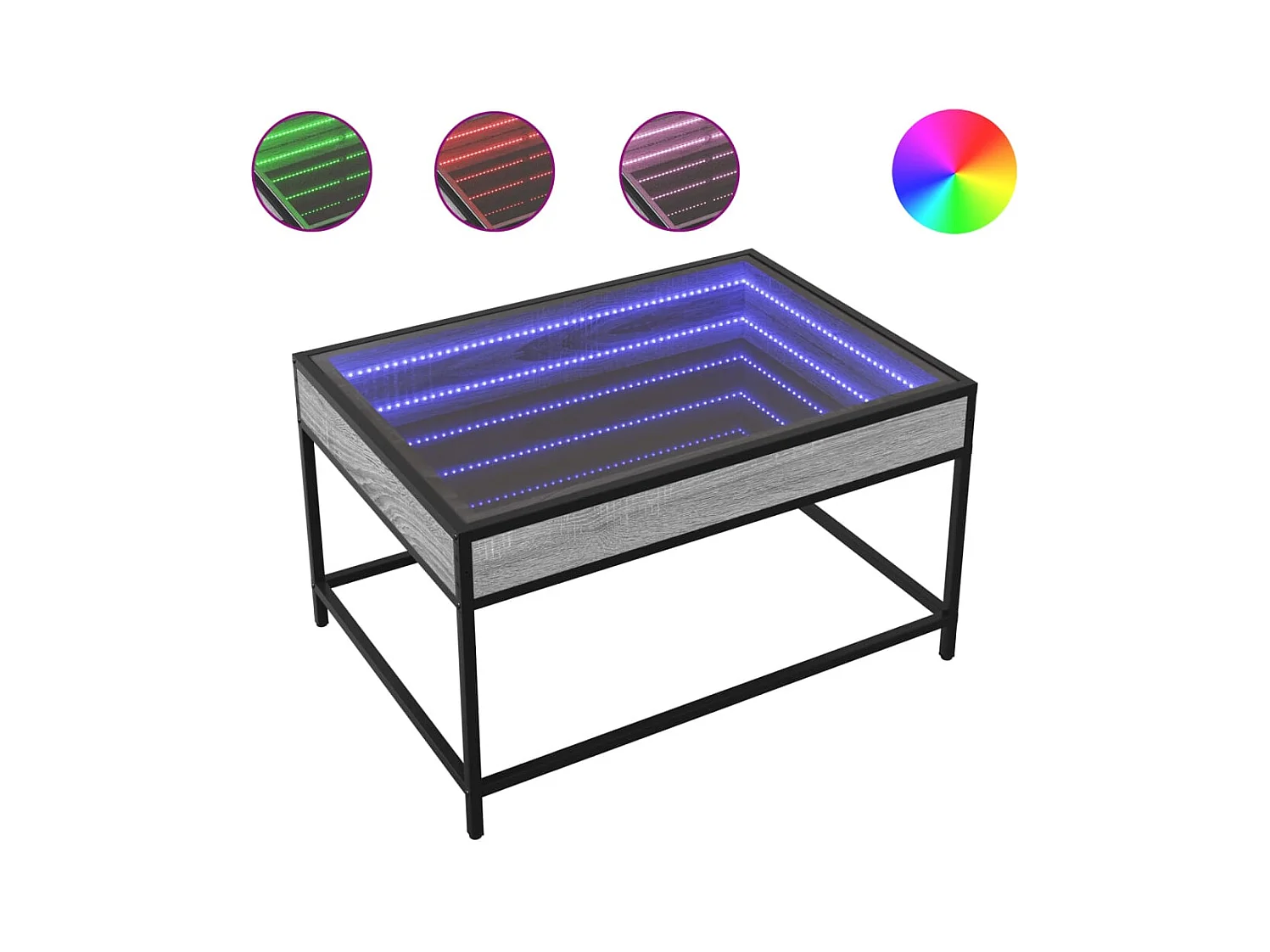 Table basse avec LED infini sonoma gris 70x50x41 cm