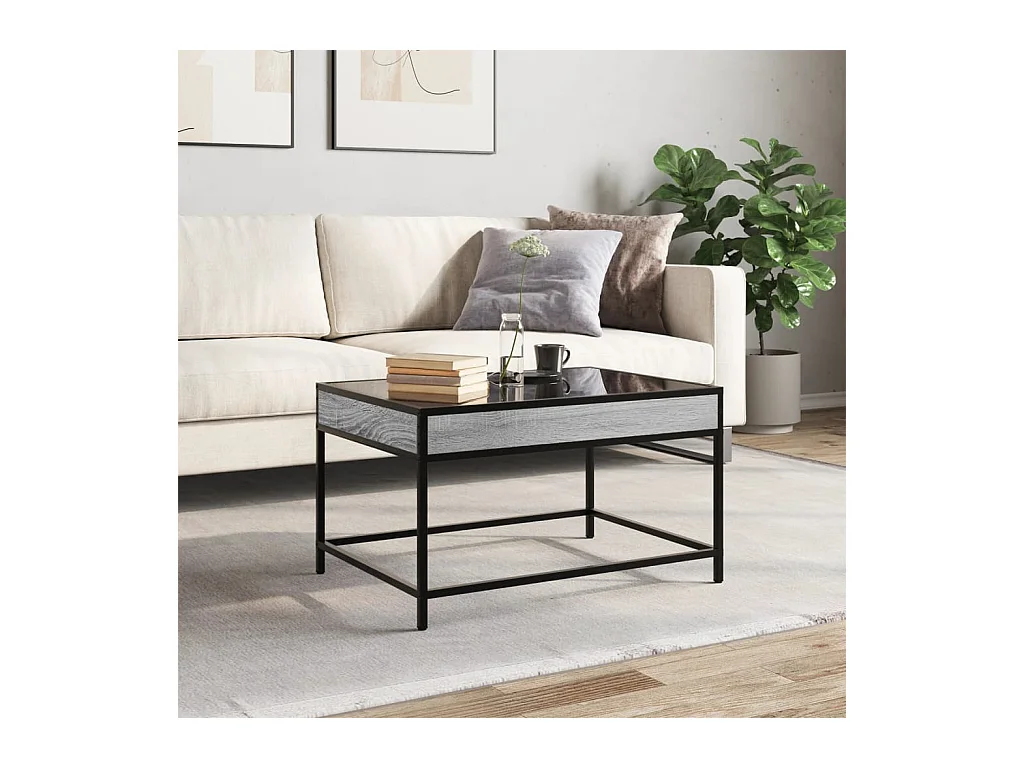 Table basse avec LED infini sonoma gris 70x50x41 cm