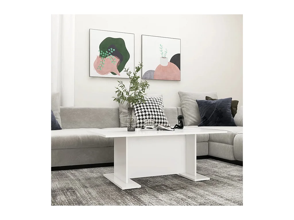 Table basse blanc 103,5x60x40 cm bois d'ingénierie