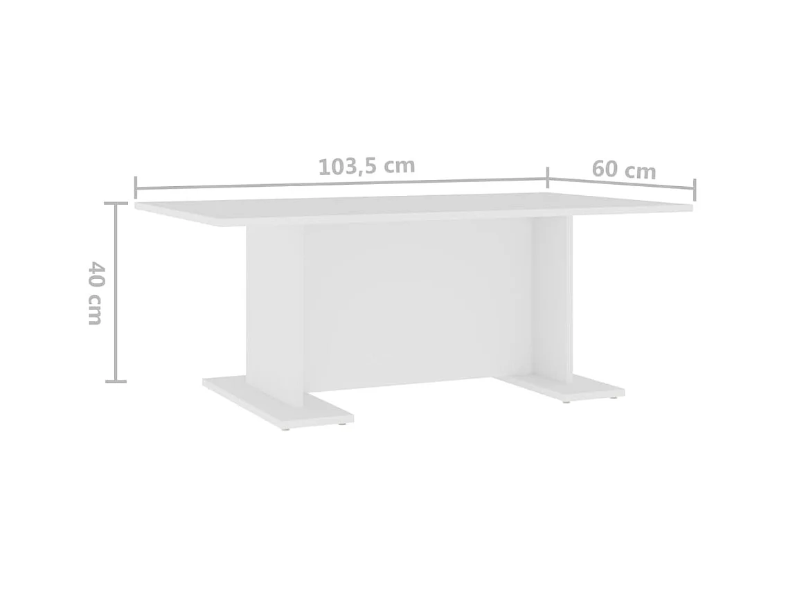 Table basse blanc 103,5x60x40 cm bois d'ingénierie