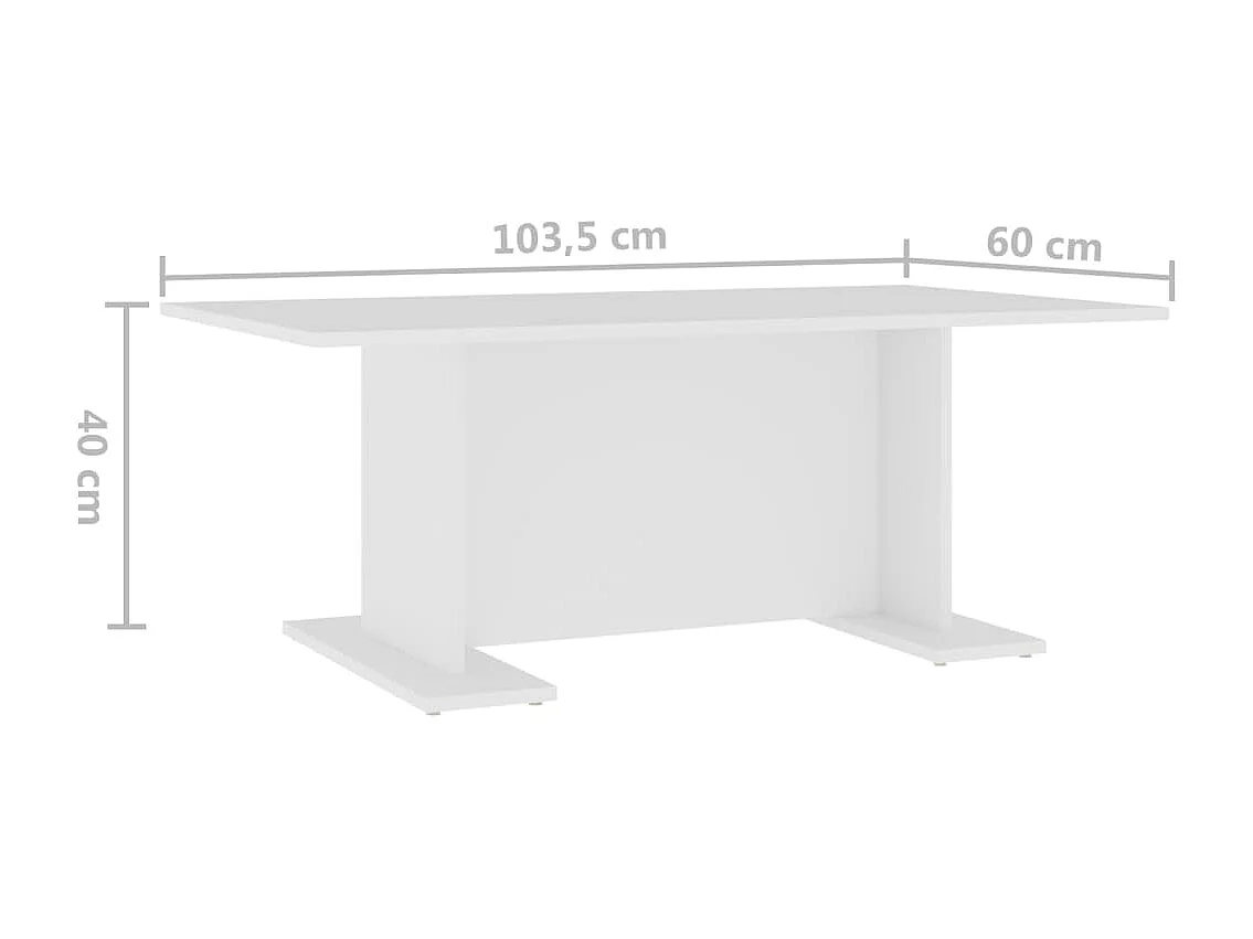 Table basse blanc 103,5x60x40 cm bois d'ingénierie
