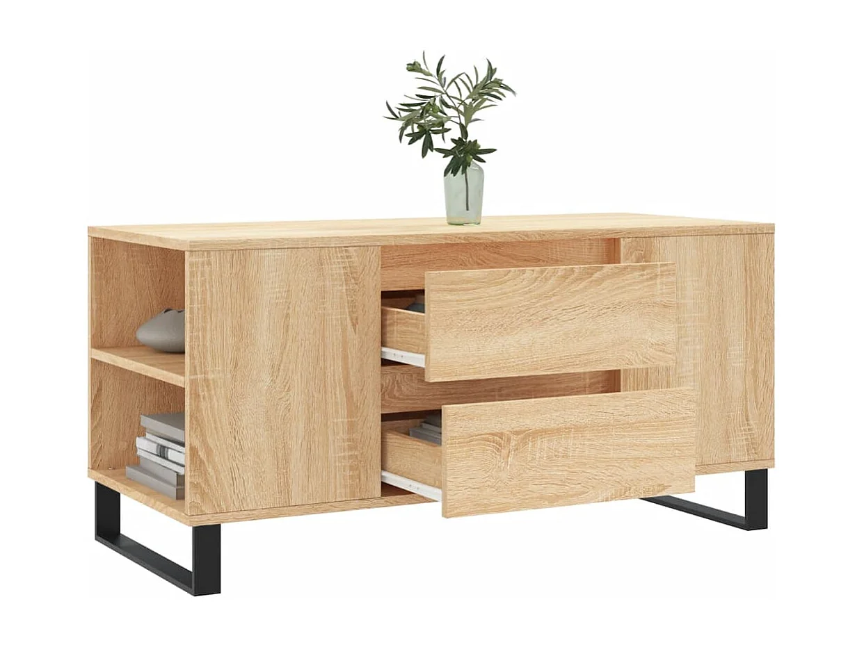 Tavolino da caffè in rovere Sonoma 102x44,5x50 cm in legno ingegnerizzato