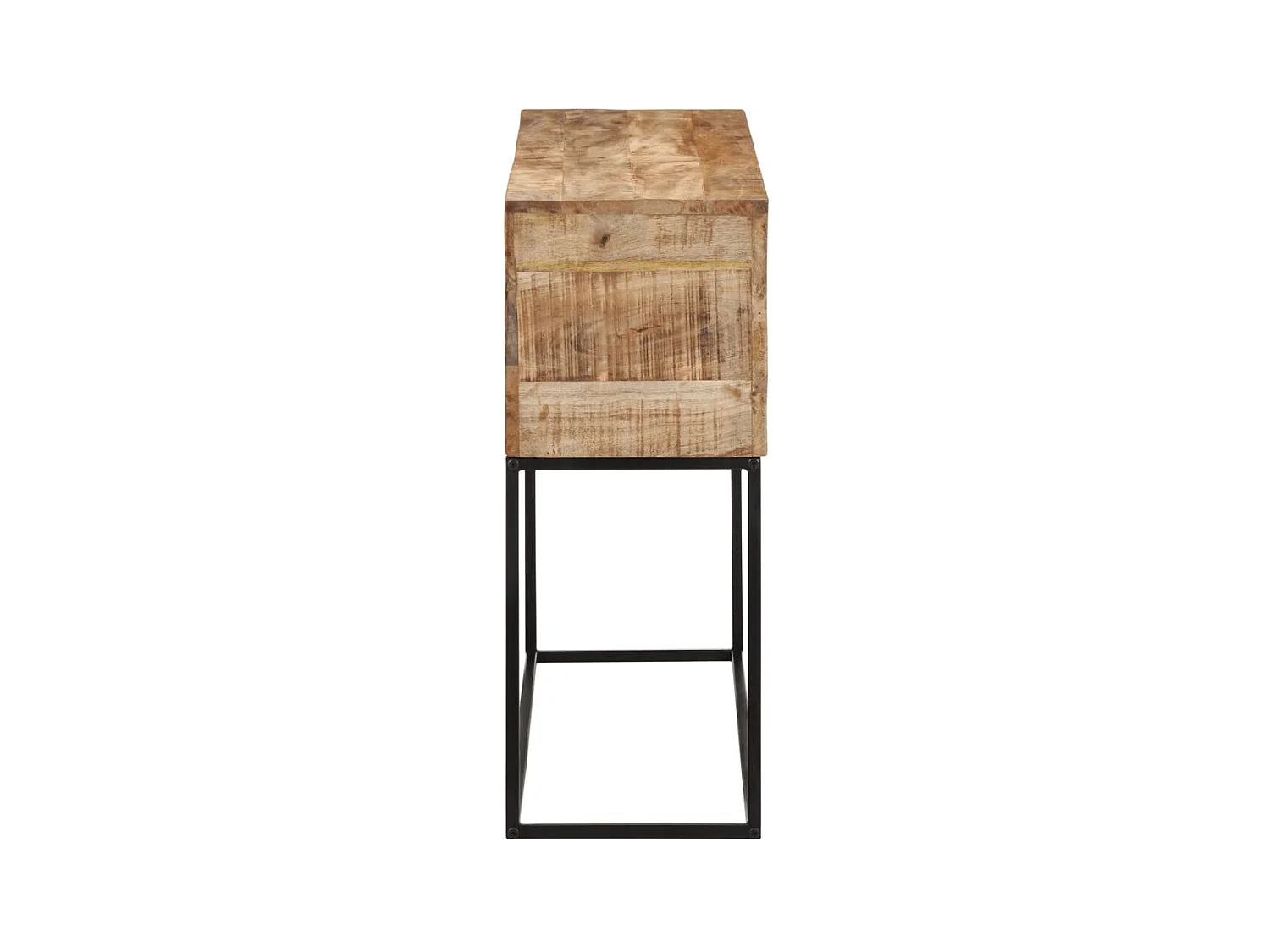 Table console 110x30x75 cm bois de manguier massif brut et fer