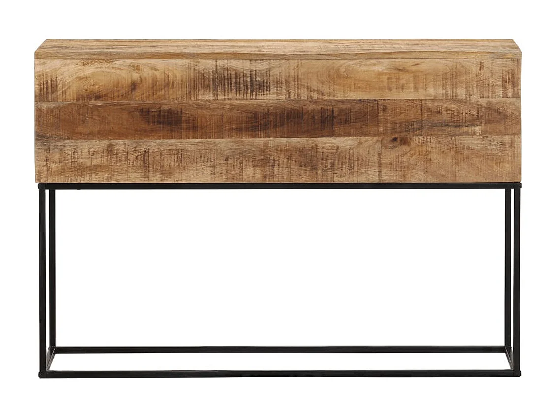 Table console 110x30x75 cm bois de manguier massif brut et fer