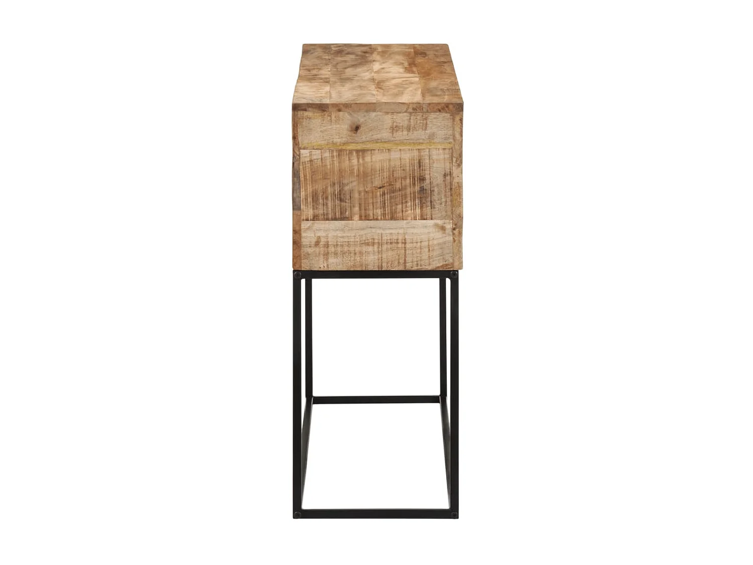 Table console 110x30x75 cm bois de manguier massif brut et fer