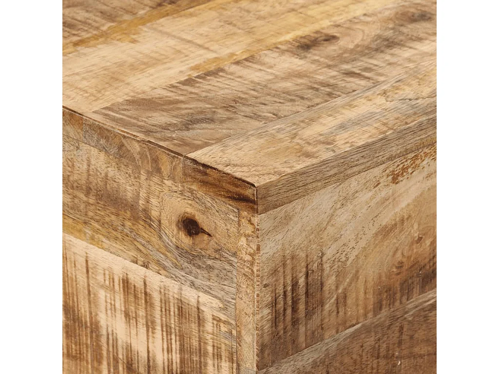 Table console 110x30x75 cm bois de manguier massif brut et fer