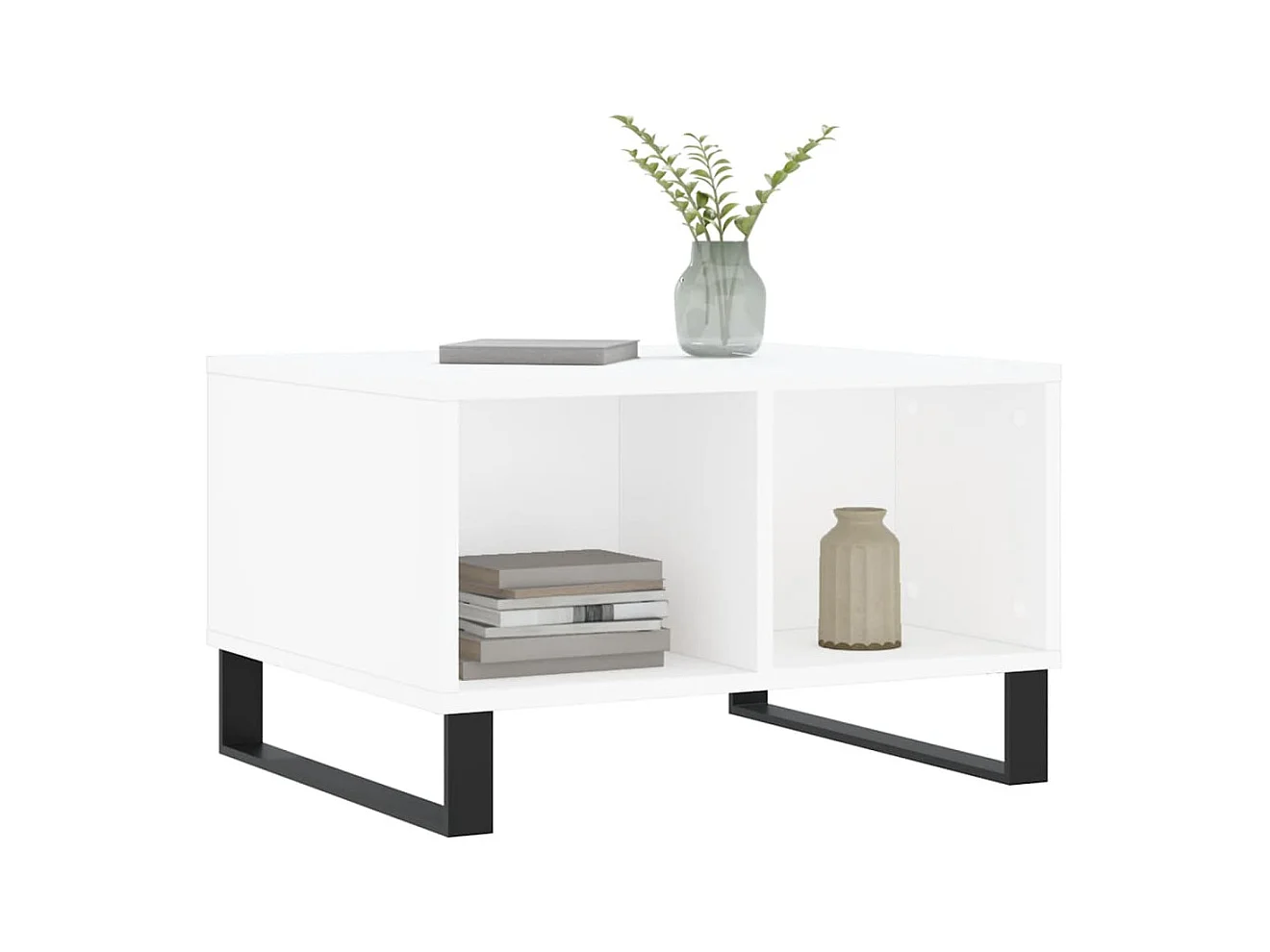 Table basse Blanc 60x50x36,5 cm Bois d'ingénierie