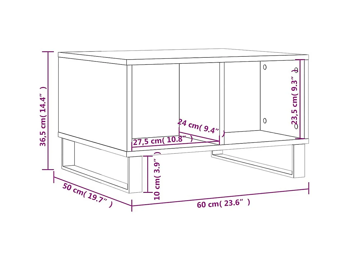 Table basse Blanc 60x50x36,5 cm Bois d'ingénierie