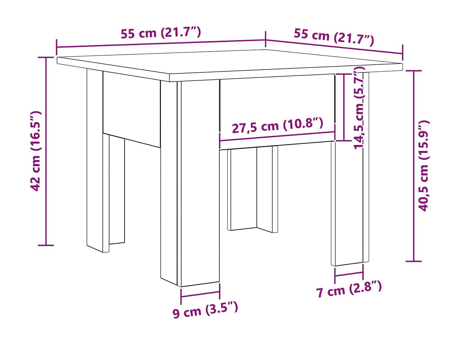 Artisan Eiken Salontafel 55 x 55 x 42 cm