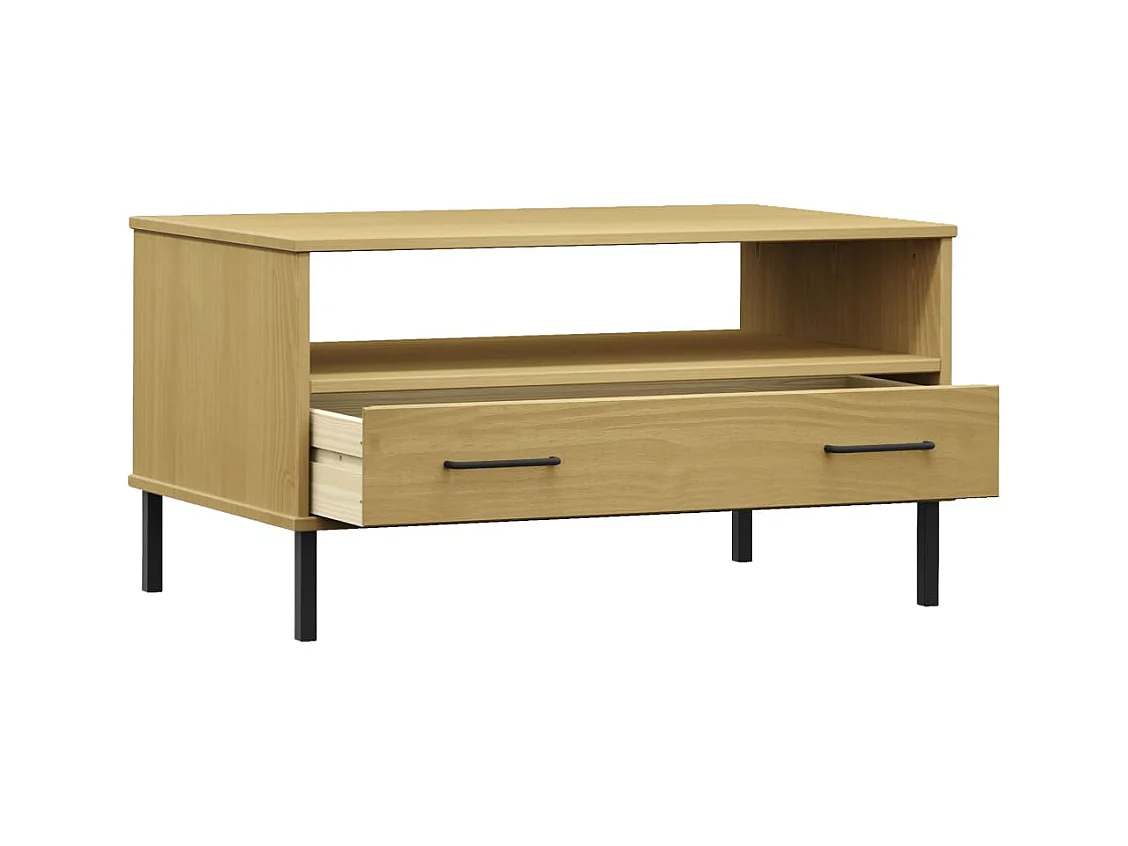 Mesa de centro con patas de metal Marrón 85x50x45 cm Madera OSLO
