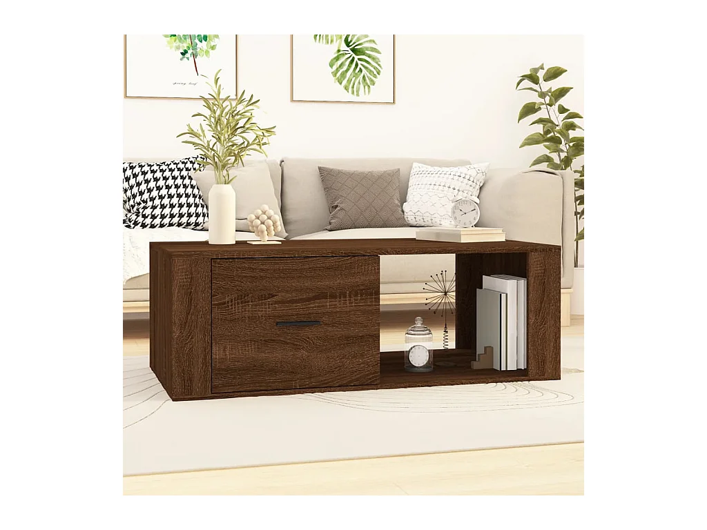 Table basse Chêne marron 100x50,5x35 cm Bois d'ingénierie