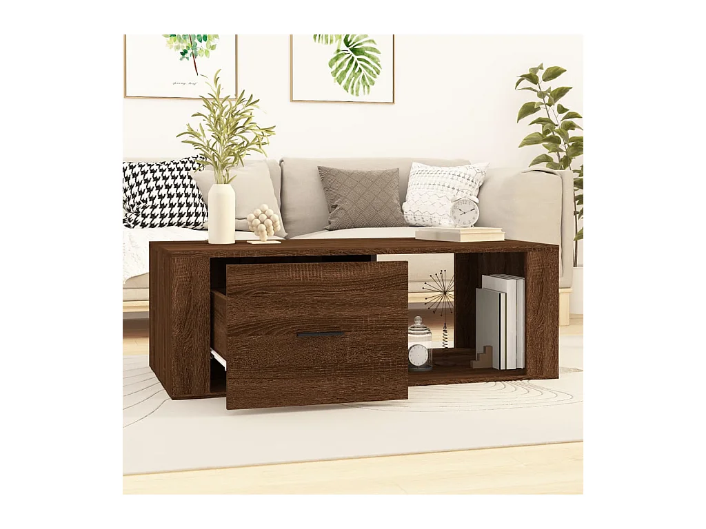 Table basse Chêne marron 100x50,5x35 cm Bois d'ingénierie