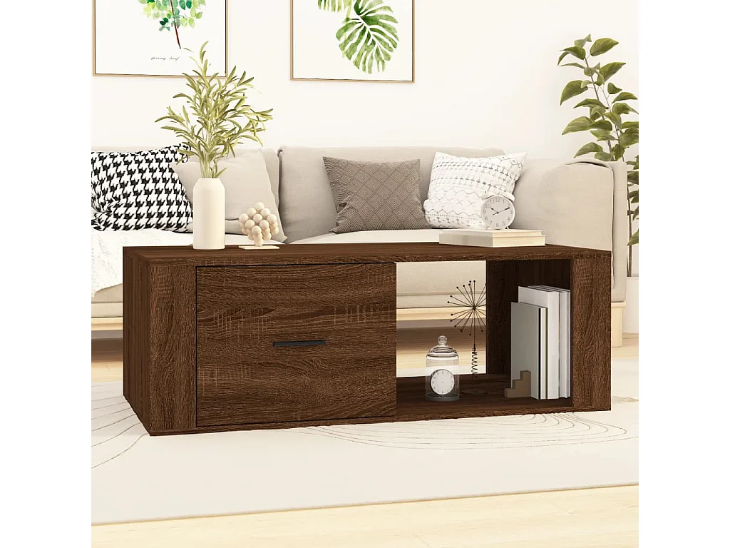 Table basse Chêne marron 100x50,5x35 cm Bois d'ingénierie