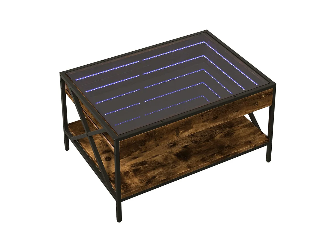 Table basse avec LED Infinity chêne fumé 70x50x38 cm